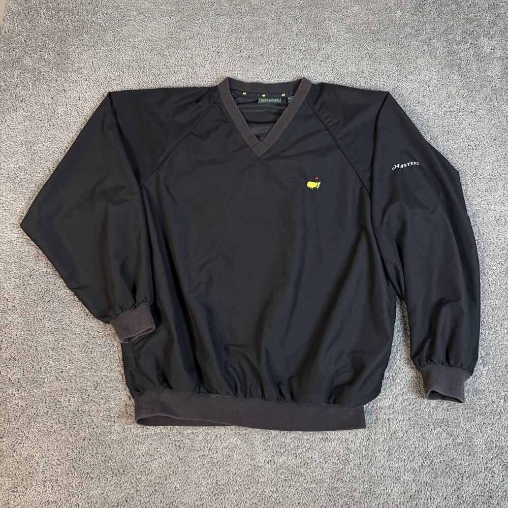 VTG Masters Collection Windshirt Jacket Mens L Black Pullover Elastic Waist